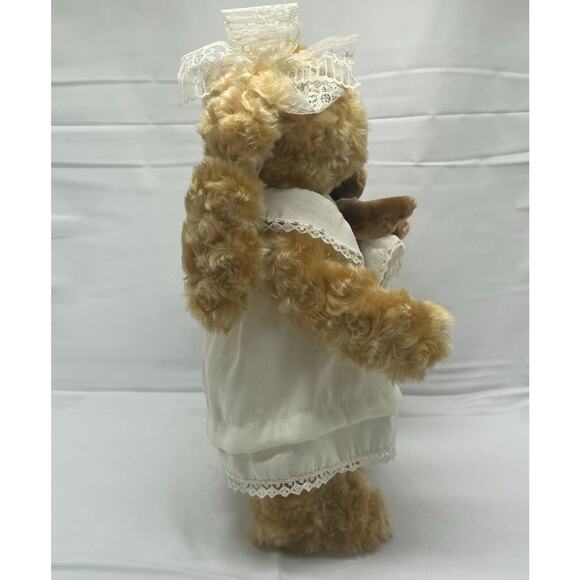 15" Rabbit w/ Baby Dan Dee Plush Stuffed Animal White‎ Laced Nightgown Easter - Picture 4 of 4